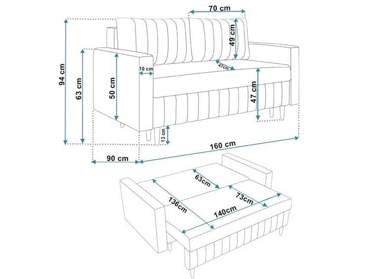 Schlafsofa mit Bettfunktion und Bettkasten Castelo Dunkelgrau