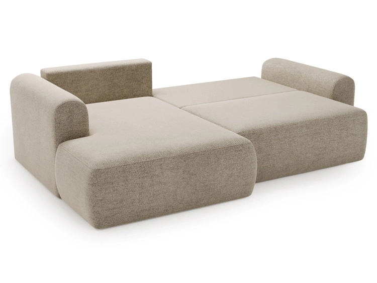 Ecksofa L-Form mit Schlaffunktion und Bettkasten Savana Bis Beige