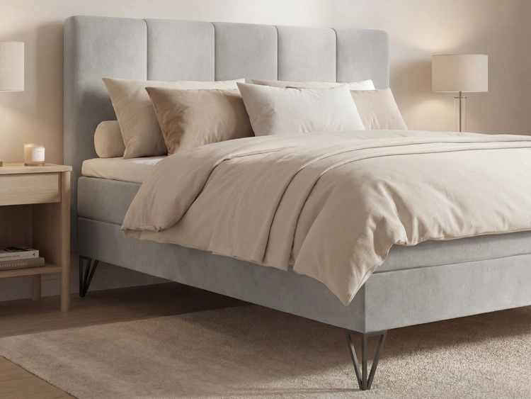 Boxspringbett mit Bettkasten 160x200 Vendi grau
