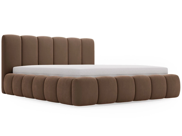 Polsterbett mit Bettkasten und Lattenrost 200x200 Cloud Braun