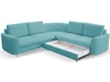 Ecksofa L-Form Links mit Schlaffunktion und Bettkasten Limon Blau