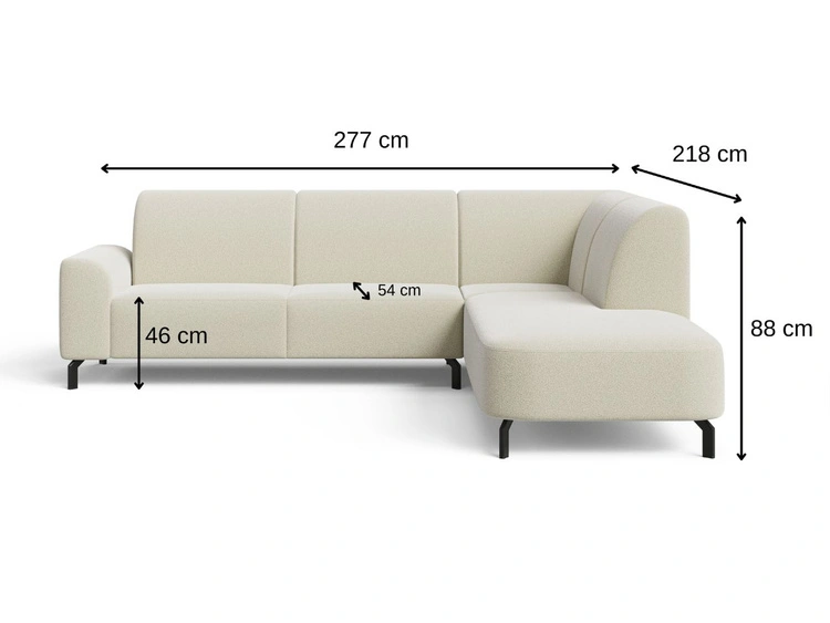 Ecksofa L-Form Rechts Regento Bouclé-Stoff Weiß