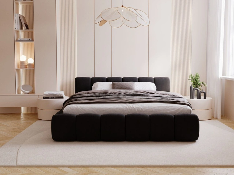 Polsterbett mit Bettkasten und Lattenrost 200x200 Cloud Low Schwarz