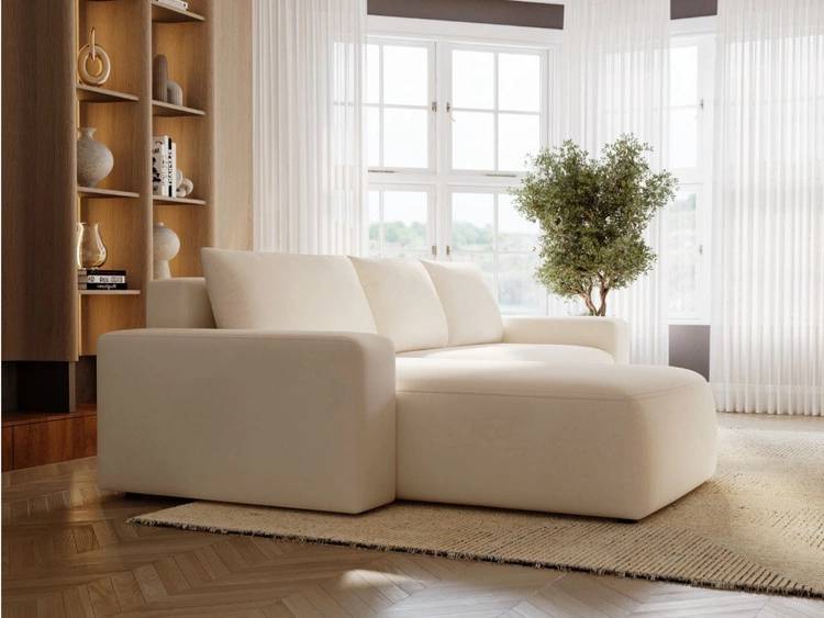 Ecksofa L-Form Links mit Schlaffunktion und Bettkasten Tazones Beige