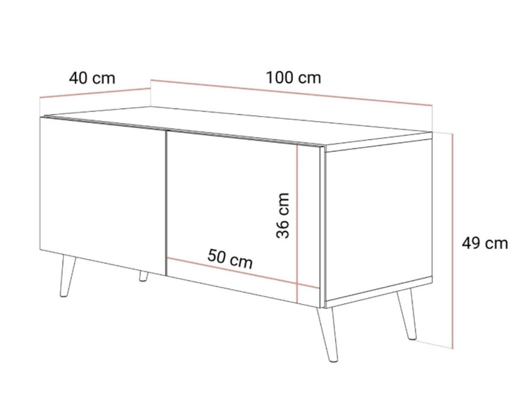 TV-Lowboard mit Türen auf Schwarzen Metallbeinen 100 cm Nodoo Beton