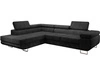 Ecksofa L-Form Links mit Schlaffunktion und Bettkasten Solam L Schwarz