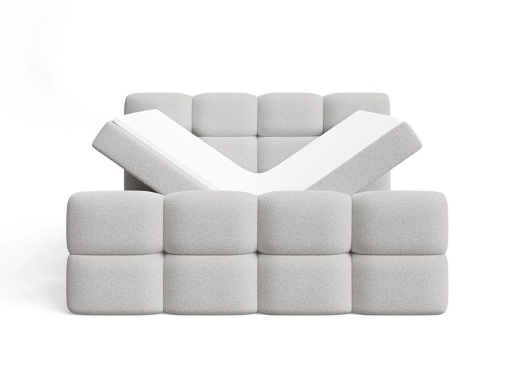 Boxspringbett mit Bettkasten 140x200 Rivon Hellgrau
