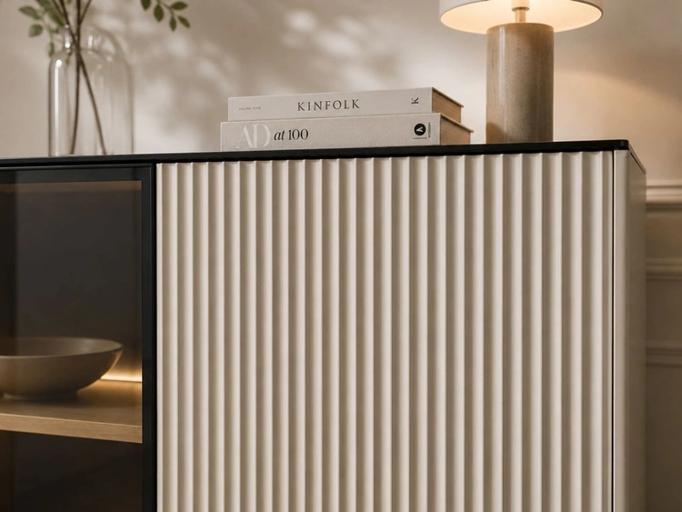 Kommode mit LED-Beleuchtung, 2 Türen Auroé Kaschmir