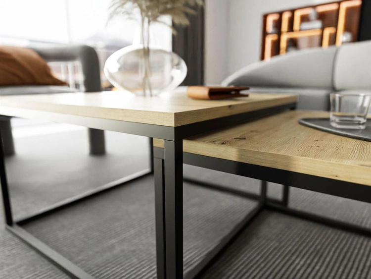 Wohnzimmer-Set im Loft-Stil Asumi Weiß und Eiche Wotan