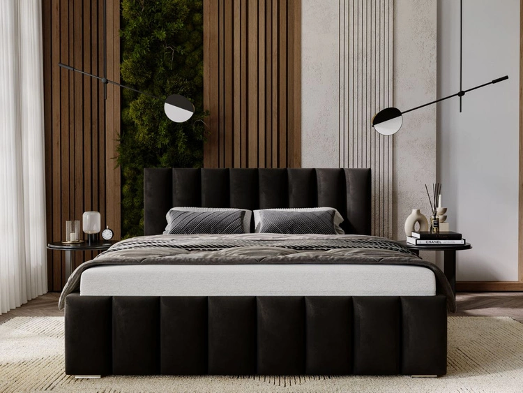 Polsterbett mit Bettkasten und Lattenrost 200x200 Neos Schwarz