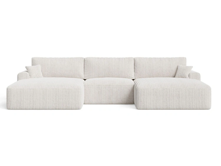 Wohnlandschaft mit Schlaffunktion und Bettkasten Serene Creme
