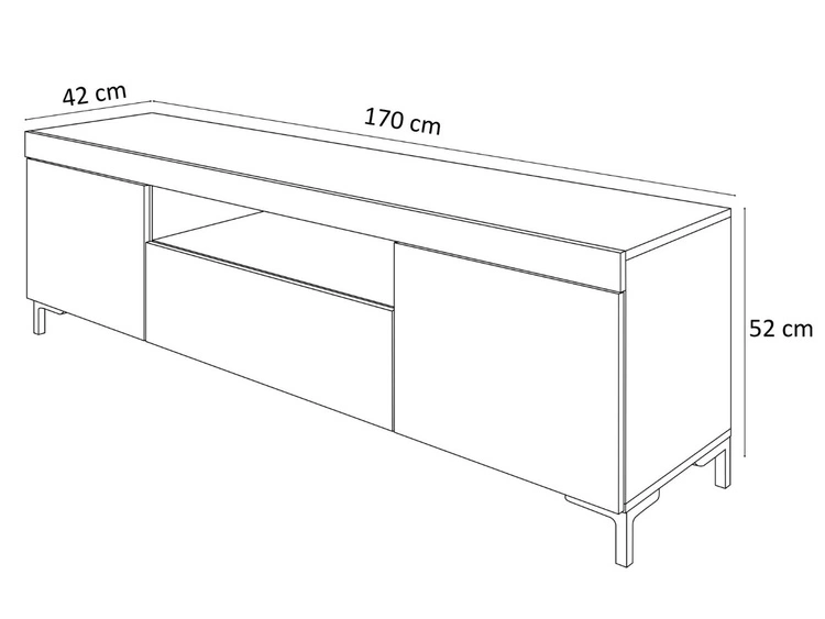 TV-Lowboard Asumi mit Türen und Schublade – Weiß matt und Eiche Wotan