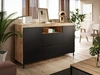 Wohnzimmer-Set – TV-Schrank und Kommode auf schwarzen Füßen Asumi Schwarz und Eiche Wotan