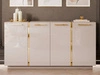 Viertürige Kommode 158 cm Glamour-Stil mit goldenen Griffen Lunelie Kaschmirglanz