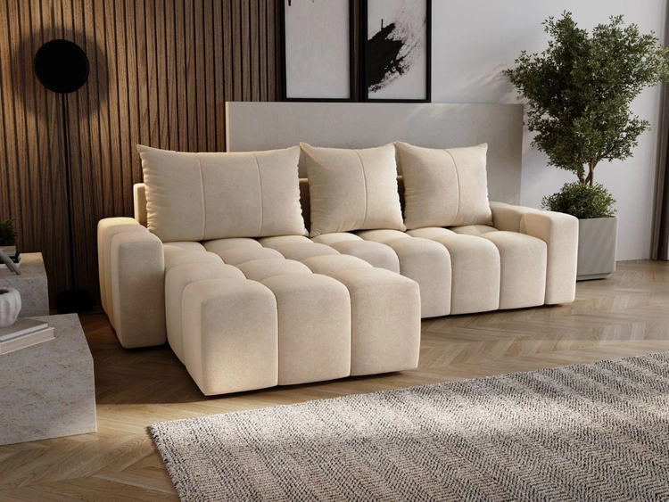 Ecksofa L-Form mit Schlaffunktion und Bettkasten Bresso Beige