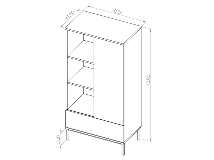 Regal mit Schublade und Türen Soroko Hickory
