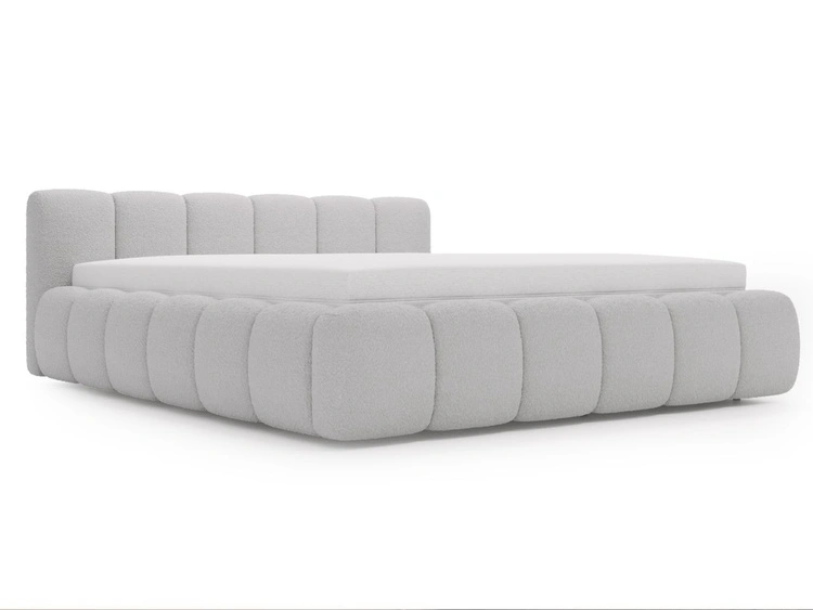 Polsterbett mit Bettkasten und Lattenrost 120x200 Cloud Low Bouclé-Stoff Grau
