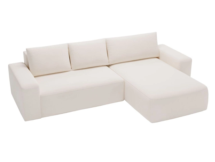 Ecksofa L-Form Rechts mit Schlaffunktion und Bettkasten Tazones Creme