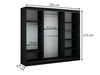 Schiebetürenschrank mit Sprossen 250 cm mit LED-Beleuchtung Ponti Schwarz