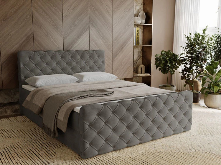 Boxspringbett mit Bettkasten 180x200 Lunaris Dunkelgrau