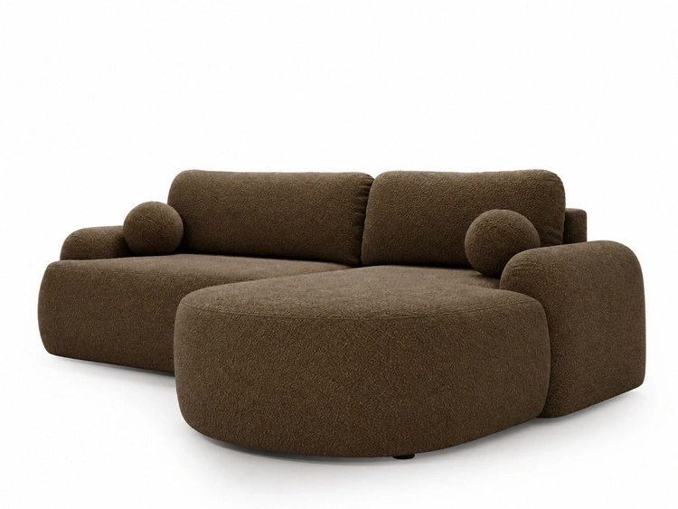 Ecksofa L-Form Rechts mit Schlaffunktion und Bettkasten Aurio Braun
