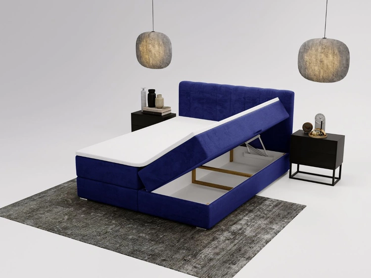 Boxspringbett mit Bettkasten 120x200 Forte Dunkelblau