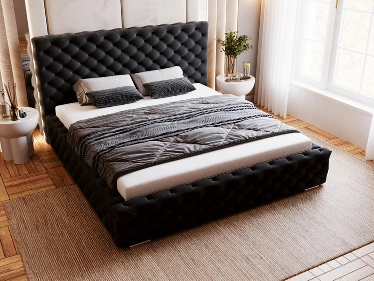 Polsterbett mit Bettkasten und Lattenrost 180x200 Astra Schwarz