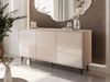 Dreitürige Kommode 154 cm Glamour-Stil auf schwarzfarbenen Metallbeinen Vivance Kaschmirglanz