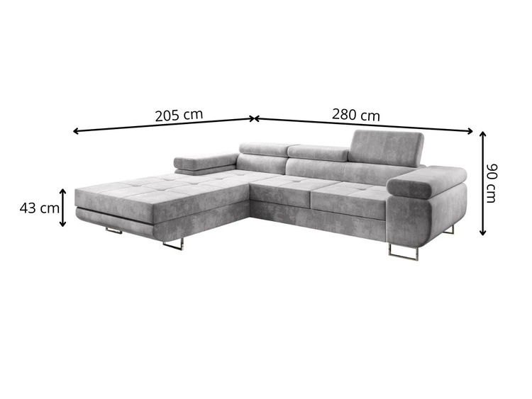 Ecksofa L-Form Links mit Schlaffunktion und Bettkasten Solam Rosa