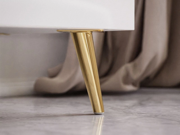 Zweitürige Kommode 158 cm mit drei Schubladen und goldenen Griffen Lunelie Weißglanz
