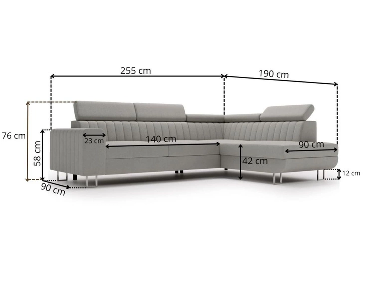Ecksofa mit Schlaffunktion und Bettkasten Berona rechts Beige