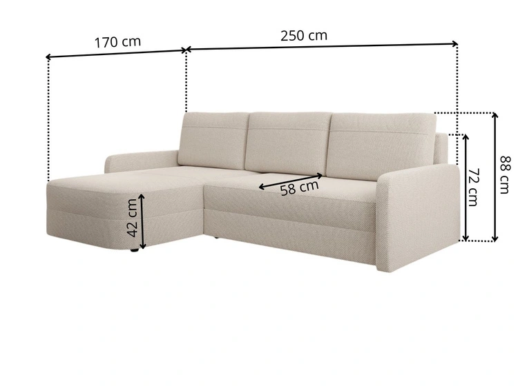 Ecksofa L-Form mit Schlaffunktion und Bettkasten Arvento Dunkelblau