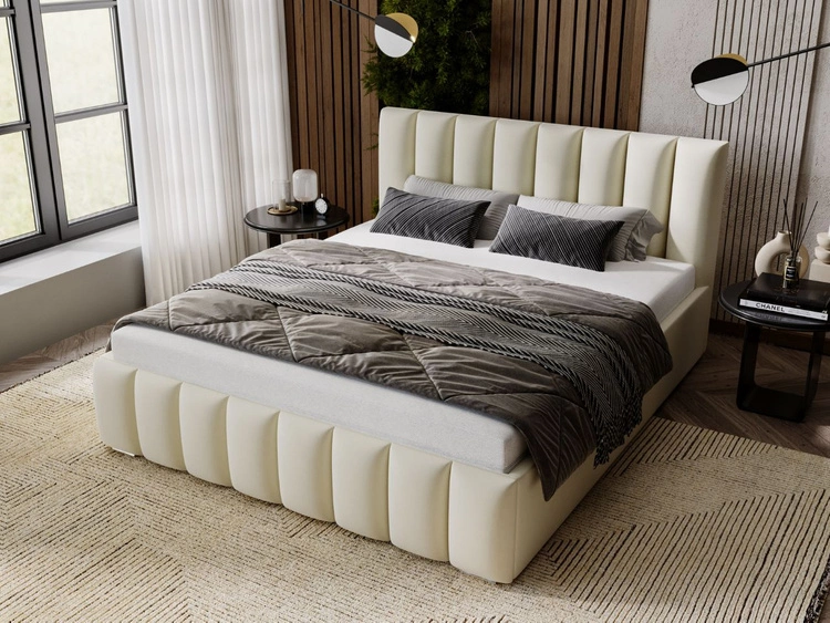 Polsterbett mit Bettkasten und Lattenrost 180x200 Neos Beige