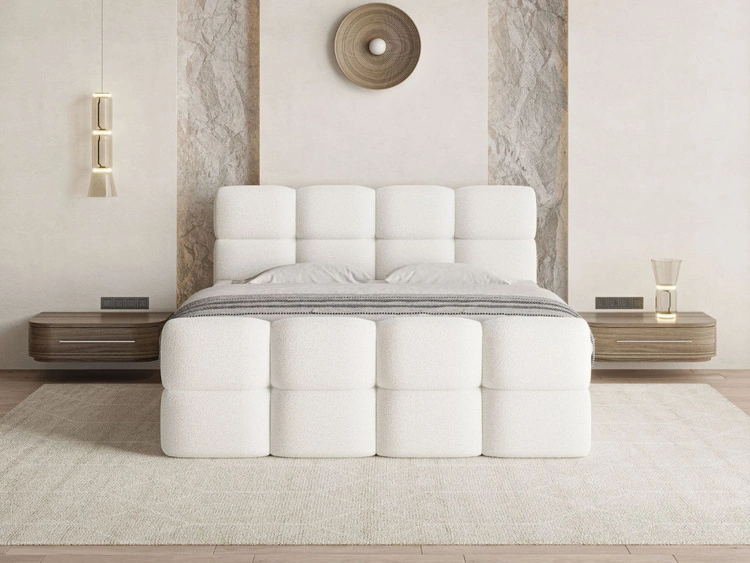 Boxspringbett mit Bettkasten 120x200 Rivon Creme
