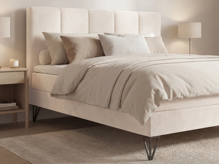 Boxspringbett mit Bettkasten 160x200 Vendi cremig