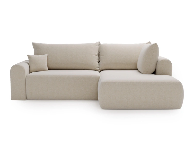 Ecksofa L-Form mit Schlaffunktion und Bettkasten Savana Bis Hellbeige