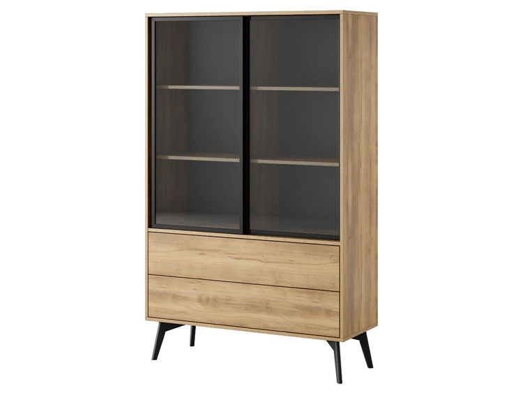 Vitrinenschrank Soil Barock Eiche, Schwarz