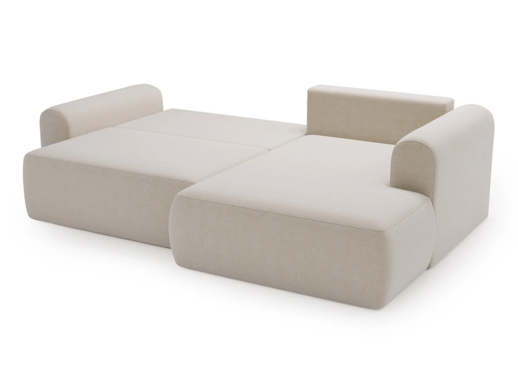 Ecksofa L-Form mit Schlaffunktion und Bettkasten Savana Bis Hellbeige