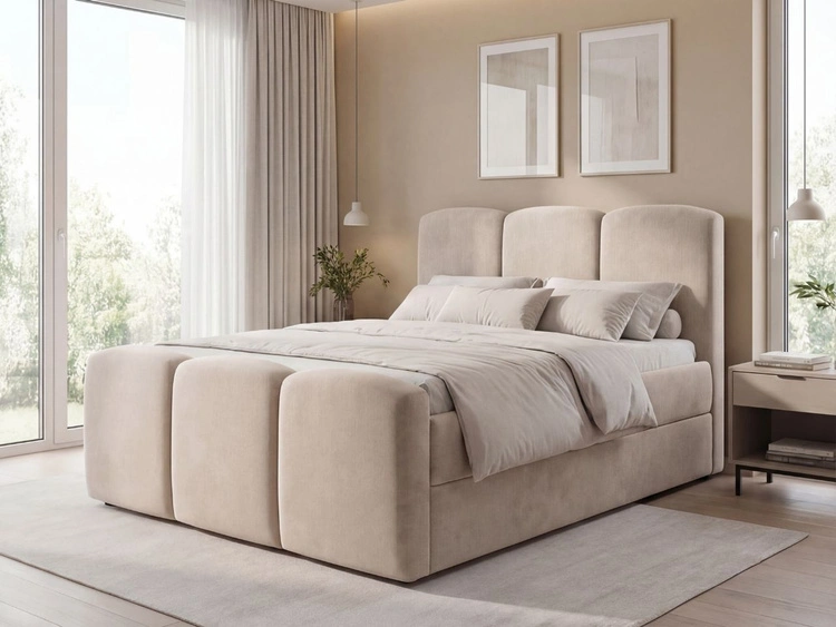 Boxspringbett mit Bettkasten 120x200 Campi Beige
