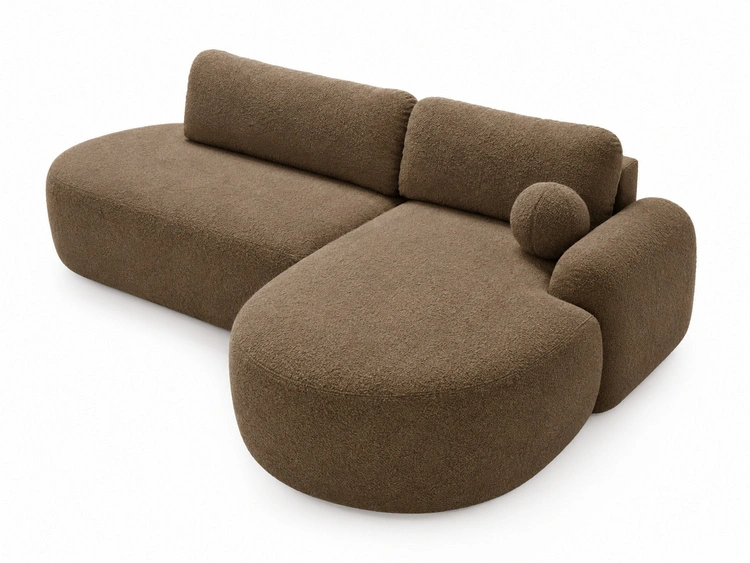 Ecksofa L-Form Rechts mit Schlaffunktion und Bettkasten Aurio O Braun