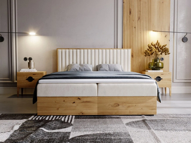 Boxspringbett mit Bettkasten 140x200 Forest Beige