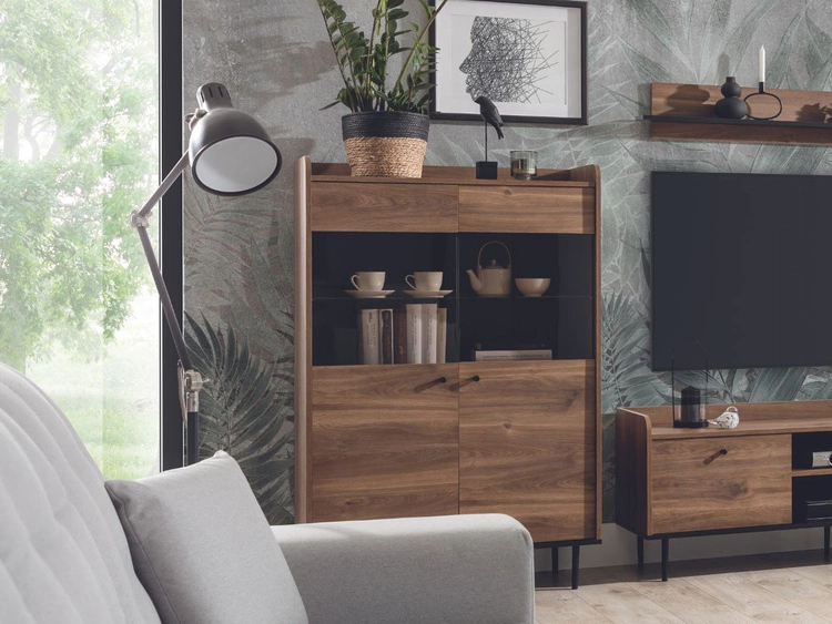Vitrinenschrank 90 cm Vasa Braun