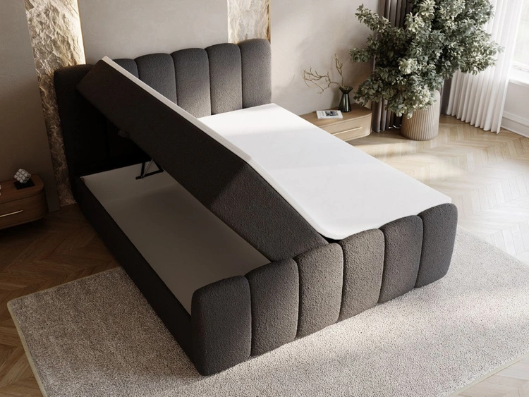 Boxspringbett mit Bettkasten 180x200 Bouclé-Stoff Cloud Schwarz