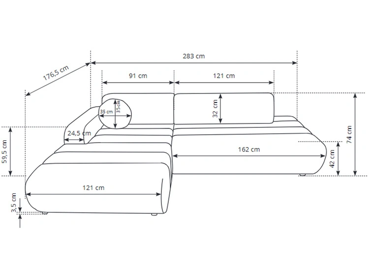 Ecksofa L-Form mit Schlaffunktion und Bettkasten Lisso Links Braun