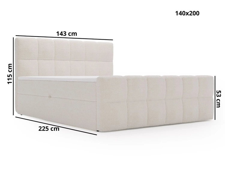 Boxspringbett mit Bettkasten 140x200 Bouclé-Stoff Alicante Braun