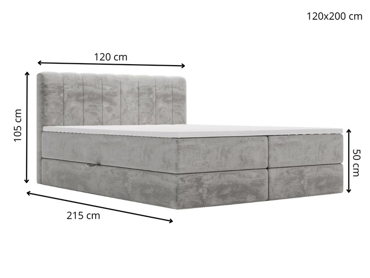 Boxspringbett mit Bettkasten 120x200 Forte Hellgrau