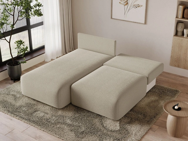 Ecksofa L-Form Links mit Schlaffunktion und Bettkasten Ronni Beige