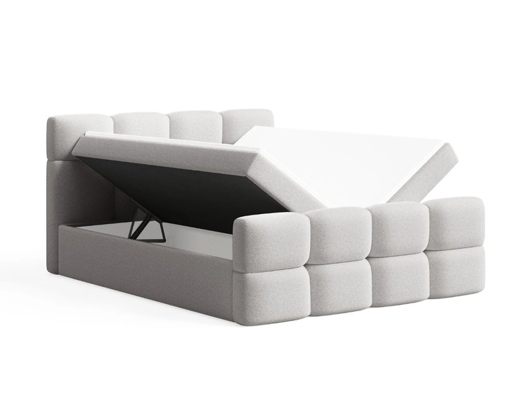 Boxspringbett mit Bettkasten 160x200 Rivon Hellgrau