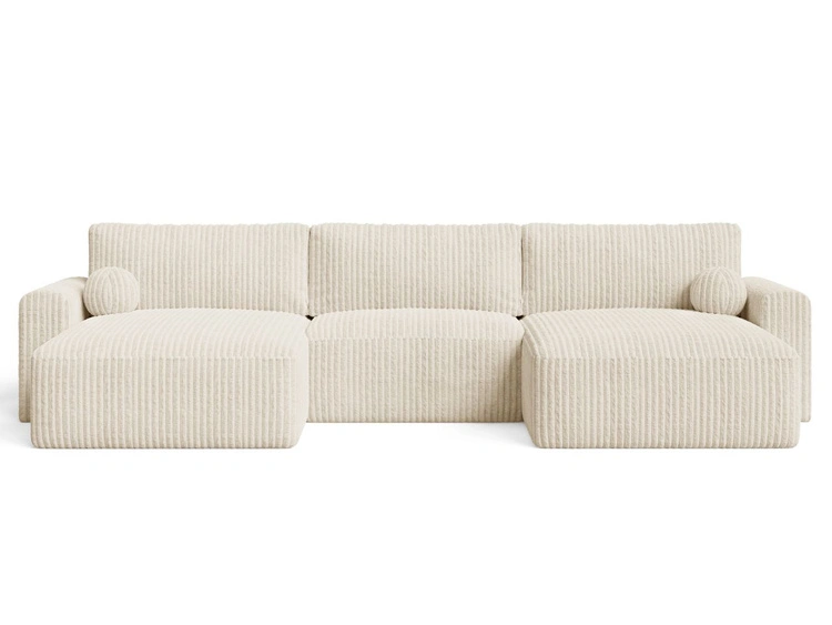 Wohnlandschaft mit Schlaffunktion und Bettkasten Aurora Beige