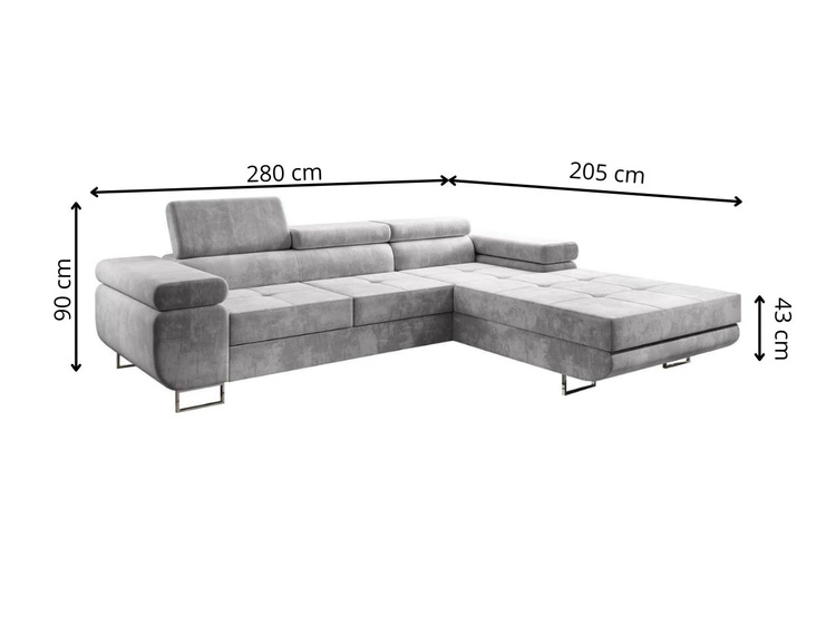 Ecksofa L-Form Rechts mit Schlaffunktion und Bettkasten Solam Dunkelblau